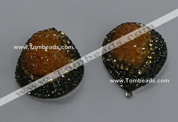 NGP3675 35*45mm teardrop plated druzy agate pendants wholesale