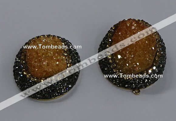 NGP3678 35*45mm oval plated druzy agate gemstone pendants