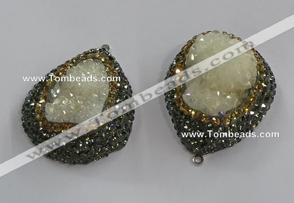 NGP3683 35*45mm teardrop plated druzy agate pendants wholesale