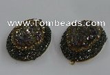 NGP3690 35*45mm oval plated druzy agate gemstone pendants