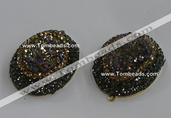 NGP3690 35*45mm oval plated druzy agate gemstone pendants