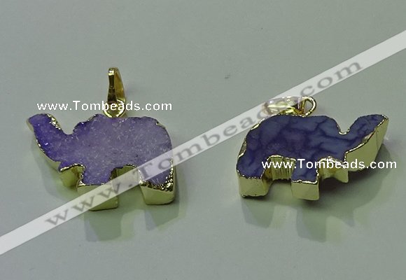 NGP3698 18*30mm - 22*35mm elephant druzy agate gemstone pendants