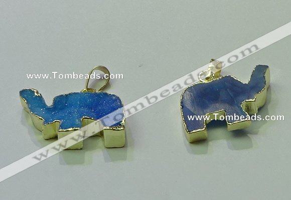 NGP3700 18*30mm - 22*35mm elephant druzy agate gemstone pendants