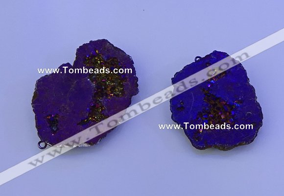 NGP3722 28*35mm - 40*45mm freeform plated druzy agate pendants