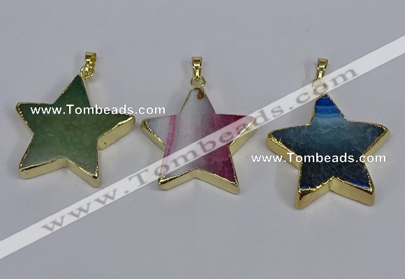 NGP3742 35*35mm star agate gemstone pendants wholesale