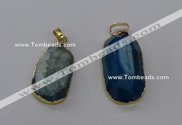 NGP3785 15*30mm - 18*35mm freeform druzy agate pendants