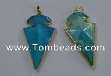 NGP3804 25*50mm - 28*55mm arrowhead agate gemstone pendants