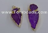 NGP3814 25*45mm - 30*60mm arrowhead dyed white crystal pendants