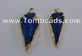 NGP3818 25*45mm - 30*60mm arrowhead dyed white crystal pendants