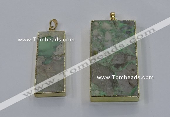 NGP3930 20*45mm - 30*60mm rectangle green gemstone pendants