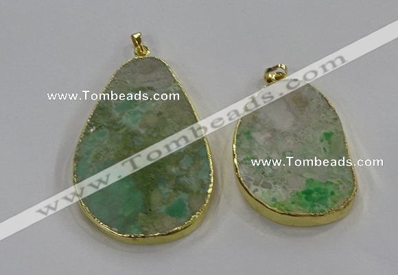 NGP3931 30*45mm - 40*60mm freeform green gemstone pendants