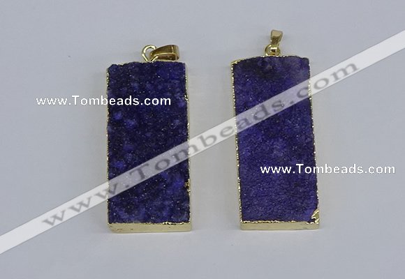 NGP3954 20*50mm - 25*45mm rectangle druzy agate gemstone pendants