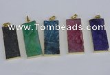 NGP3960 20*50mm - 25*45mm rectangle druzy agate gemstone pendants