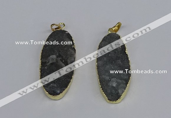 NGP3969 22*45mm - 25*50mm oval druzy agate pendants wholesale