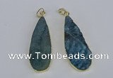 NGP3976 20*40mm - 25*50mm flat teardrop druzy agate pendants