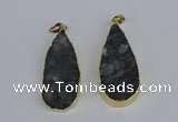 NGP3979 20*40mm - 25*50mm flat teardrop druzy agate pendants