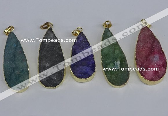 NGP3980 20*40mm - 25*50mm flat teardrop druzy agate pendants