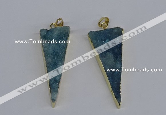 NGP3986 20*48mm - 25*50mm triangle druzy agate pendants wholesale