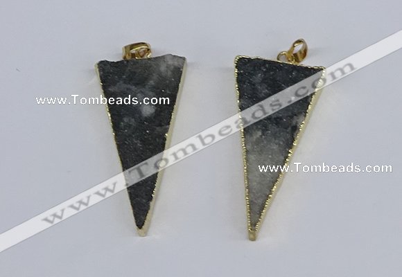 NGP3989 20*48mm - 25*50mm triangle druzy agate pendants wholesale