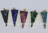 NGP3990 20*48mm - 25*50mm triangle druzy agate pendants wholesale