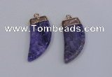 NGP4002 15*30mm - 16*35mm horn druzy quartz gemstone pendants