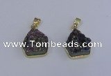 NGP4009 15*16mm freeform druzy quartz gemstone pendants