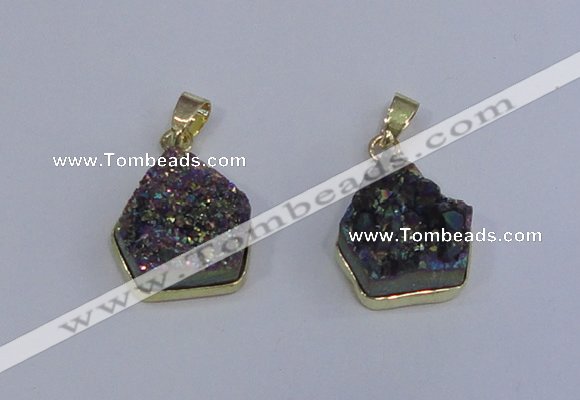 NGP4009 15*16mm freeform druzy quartz gemstone pendants