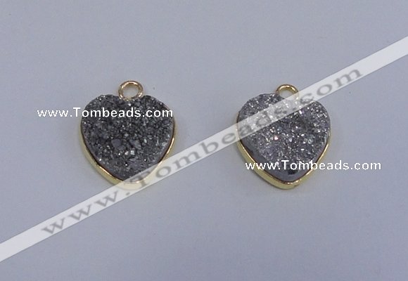NGP4015 15*15mm heart druzy quartz gemstone pendants