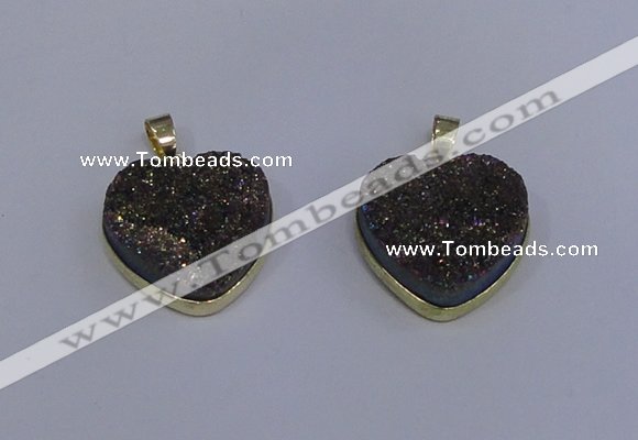 NGP4023 20*20mm heart druzy quartz gemstone pendants