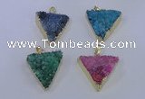 NGP4055 25*30mm – 30*35mm triangle druzy quartz pendants