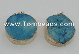 NGP4062 28mm – 30mm flat round druzy quartz pendants wholesale