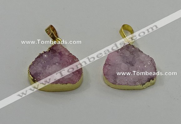 NGP4084 18*22mm - 20*24mm flat teardrop druzy quartz pendants