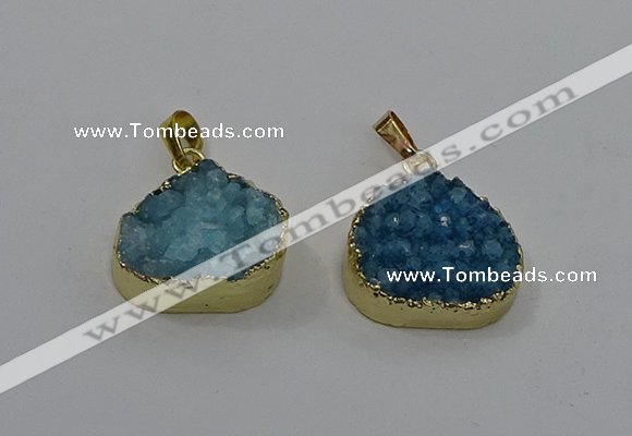 NGP4085 18*22mm - 20*24mm flat teardrop druzy quartz pendants