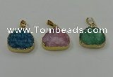 NGP4088 18*22mm - 20*24mm flat teardrop druzy quartz pendants