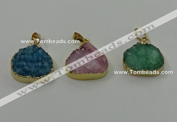 NGP4088 18*22mm - 20*24mm flat teardrop druzy quartz pendants