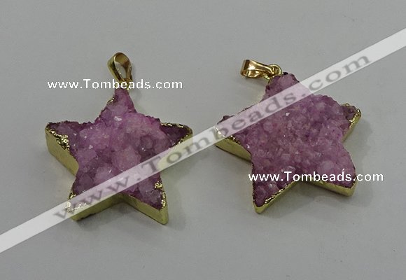 NGP4093 30*32mm - 32*35mm star druzy quartz pendants wholesale