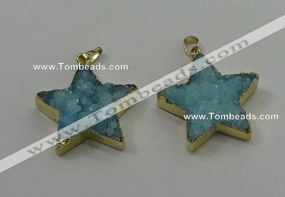 NGP4094 30*32mm - 32*35mm star druzy quartz pendants wholesale