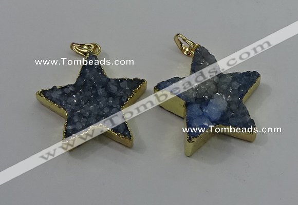 NGP4096 30*32mm - 32*35mm star druzy quartz pendants wholesale