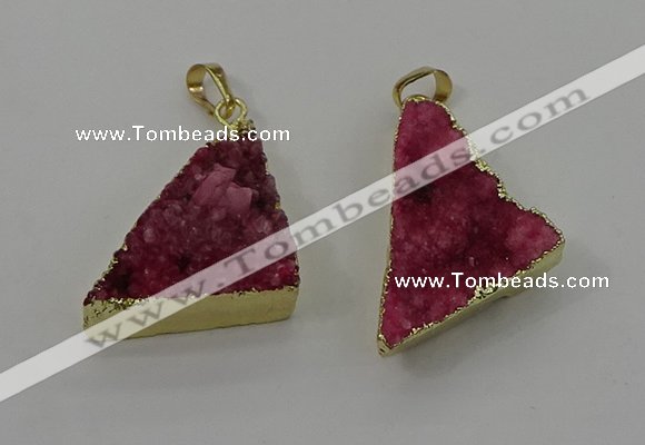 NGP4103 22*35mm - 24*40mm triangle druzy quartz pendants wholesale