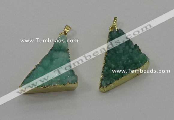 NGP4105 22*35mm - 24*40mm triangle druzy quartz pendants wholesale