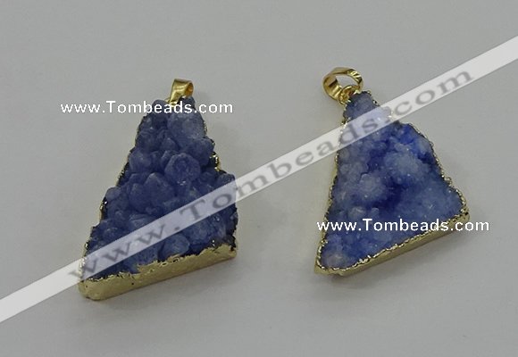 NGP4106 22*35mm - 24*40mm triangle druzy quartz pendants wholesale