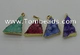 NGP4108 22*35mm - 24*40mm triangle druzy quartz pendants wholesale