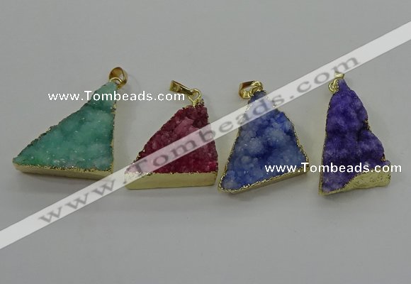 NGP4108 22*35mm - 24*40mm triangle druzy quartz pendants wholesale