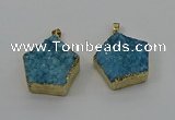 NGP4115 28*28mm - 30*30mm pentagon druzy quartz pendants wholesale