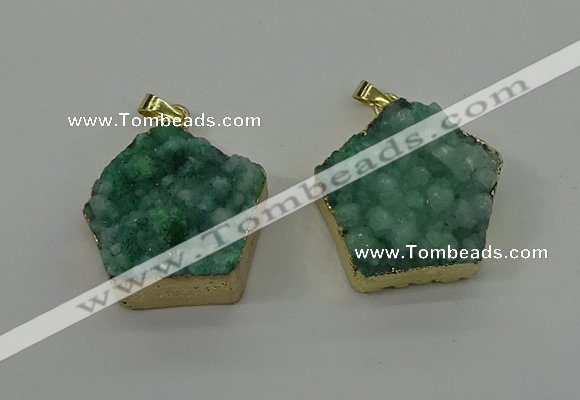 NGP4116 28*28mm - 30*30mm pentagon druzy quartz pendants wholesale