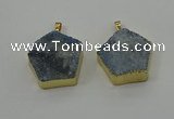 NGP4117 28*28mm - 30*30mm pentagon druzy quartz pendants wholesale