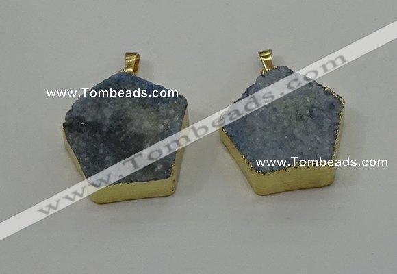 NGP4117 28*28mm - 30*30mm pentagon druzy quartz pendants wholesale