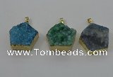 NGP4119 28*28mm - 30*30mm pentagon druzy quartz pendants wholesale