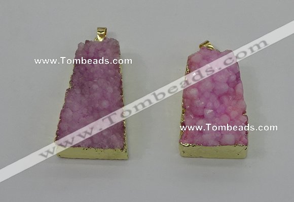 NGP4124 22*35mm - 24*40mm trapezoid druzy quartz pendants wholesale