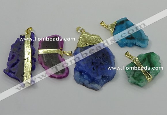 NGP4138 25*35mm - 40*50mm freeform druzy quartz pendants wholesale